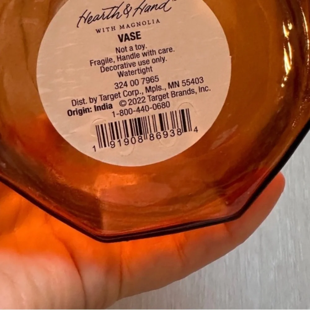 Hearth & Hand Magnolia Amber Fall Autumn Glass Bottle Vase - Small 🍁🍂